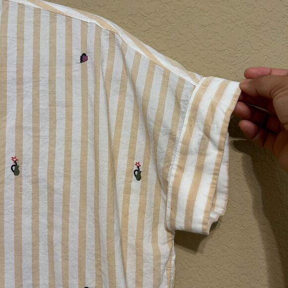 Madewell Embroidered Lakeline Popover Oversized Shirt in Stripe Womens Small - Picture 6 of 9